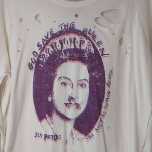 Trunk | Sex Pistols Cream And Purple Distressed Long Sleeve Cotton Tee Size XL